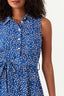 Blue Ditsy Print Sleeveless Shirt Dress