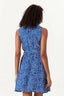 Blue Ditsy Print Sleeveless Shirt Dress