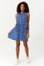 Blue Ditsy Print Sleeveless Shirt Dress