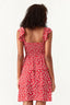 Red Frill Strap Shirred Detail Dress