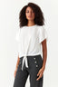 White Tie Front Lotus Blouse