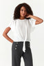 White Tie Front Lotus Blouse