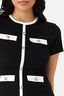 Mono Short Sleeve Trim Detail Rib Bodycon Dress - Select Fashion