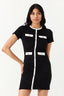 Mono Short Sleeve Trim Detail Rib Bodycon Dress - Select Fashion