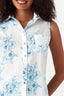 Multi Floral Sleeveless Satin Shirt