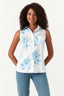 Multi Floral Sleeveless Satin Shirt