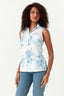 Multi Floral Sleeveless Satin Shirt