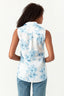 Multi Floral Sleeveless Satin Shirt