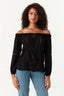 Black Crochet Trim Bardot Blouse