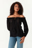 Black Crochet Trim Bardot Blouse