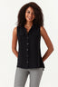 Black Double Pocket Sleeveless Viscose Shirt