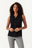 Black Double Pocket Sleeveless Viscose Shirt