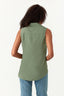 Khaki Double Pocket Sleeveless Viscose Shirt