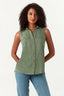 Khaki Double Pocket Sleeveless Viscose Shirt