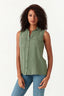 Khaki Double Pocket Sleeveless Viscose Shirt