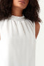 White Shirred Neck Chiffon Blouse