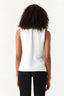 White Shirred Neck Chiffon Blouse