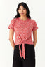 Multi Allover Flower Tie Front Tee - Select Fashion