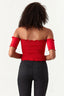 Red Shirred Detail Top