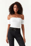 Optic White Shirred Detail Top