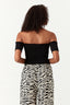 Black Shirred Detail Top