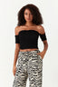 Black Shirred Detail Top