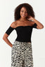 Black Shirred Detail Top