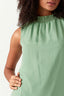 Green Shirred Neck Chiffon Blouse