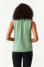 Green Shirred Neck Chiffon Blouse