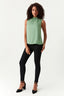 Green Shirred Neck Chiffon Blouse