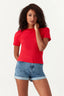 Red Textured Rib Tee