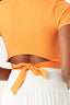 Flame Orange Plain Tie Back Crop Tee