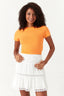 Flame Orange Plain Tie Back Crop Tee