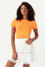 Flame Orange Plain Tie Back Crop Tee