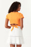 Flame Orange Plain Tie Back Crop Tee