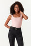 Nude Pink Square Neck Slinky Bodysuit