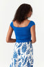 Coastal Blue Crepe Shoulder Top