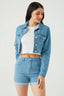 Light Wash One Button Denim Short
