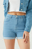 Light Wash One Button Denim Short