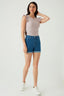 Mid Wash One Button Denim Short