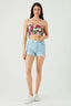 Bleach Wash Denim High Waisted Trashed Short