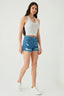 Light Wash Denim High Waisted Trashed Short