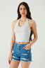 Light Wash Denim High Waisted Trashed Short