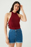 Burgundy Tie Detail Halter Bodysuit