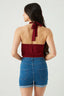 Burgundy Tie Detail Halter Bodysuit