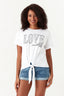 Optic White Love Stud Tie Front Tee