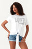 Optic White Love Stud Tie Front Tee