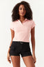 Nude Pink Wide Rib Collar Top