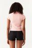 Nude Pink Wide Rib Collar Top