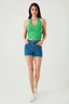 Green Basic Halter Neck Top